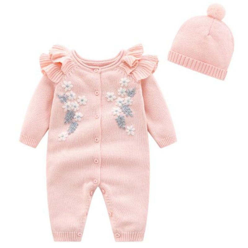 Embroidery Baby Rompers + Hat