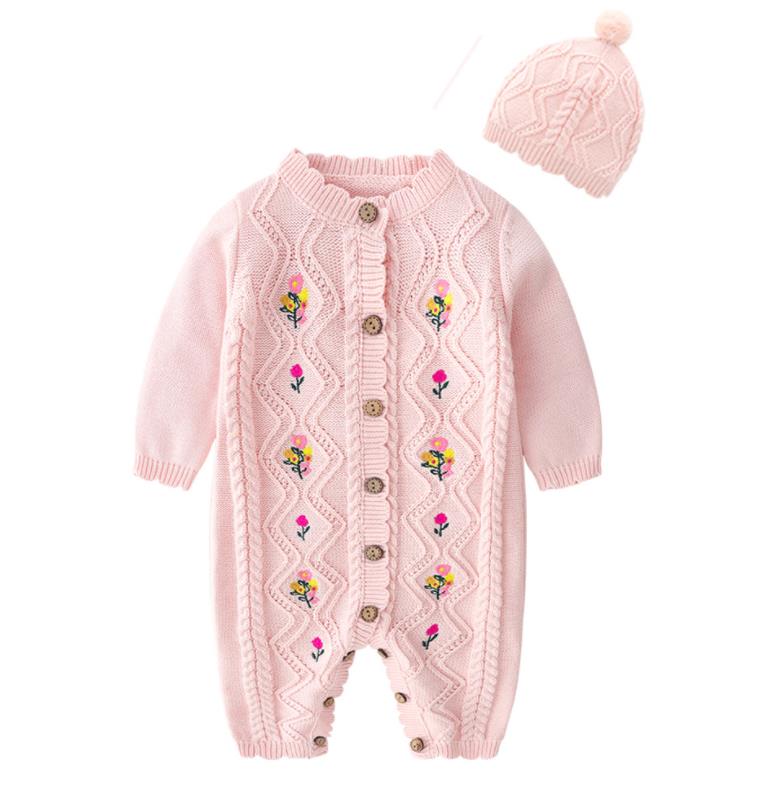 Embroidery Baby Rompers + Hat