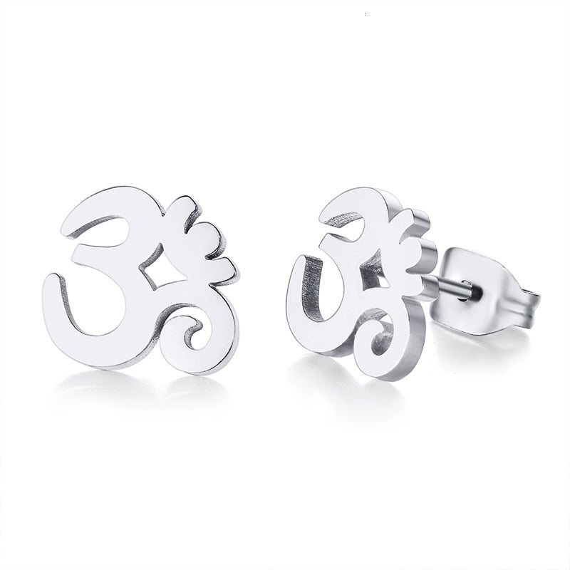 OM Symbol Stud Earrings