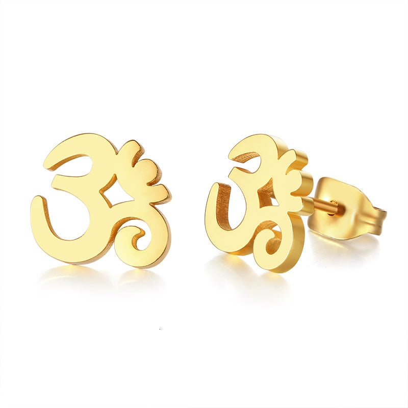 OM Symbol Stud Earrings