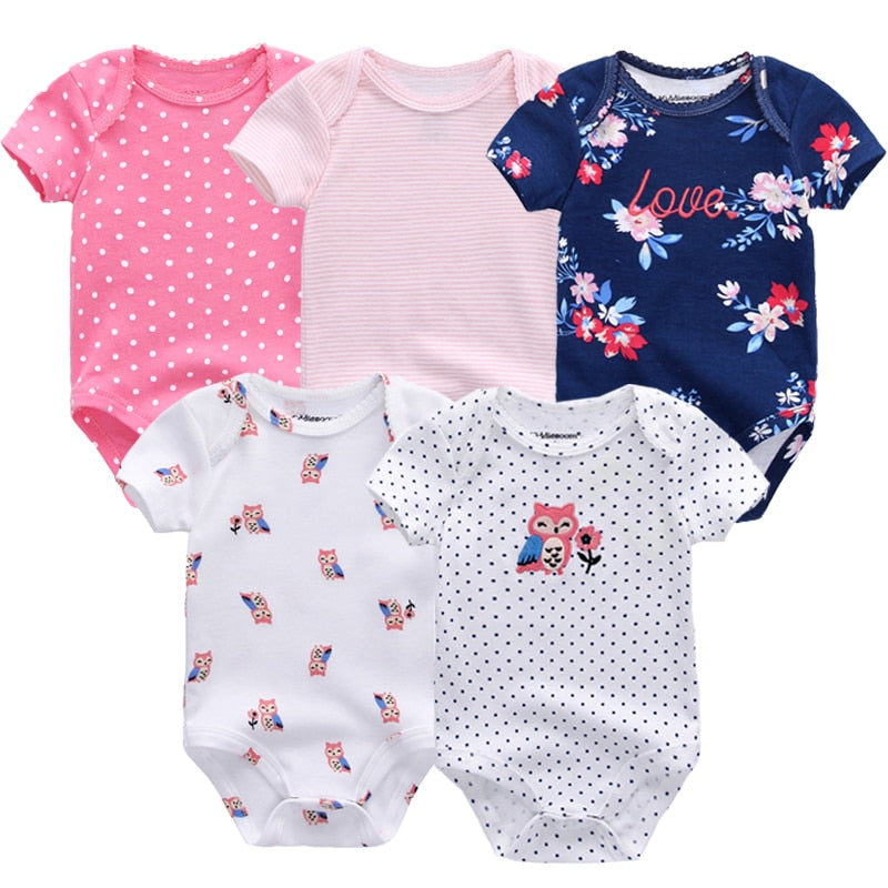 5 Piece Baby Girl Romper Set