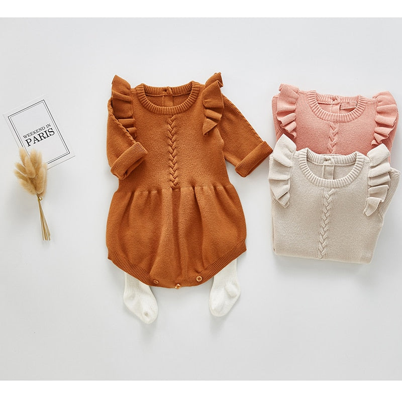 Solid Ruffled Baby Jumpsuit