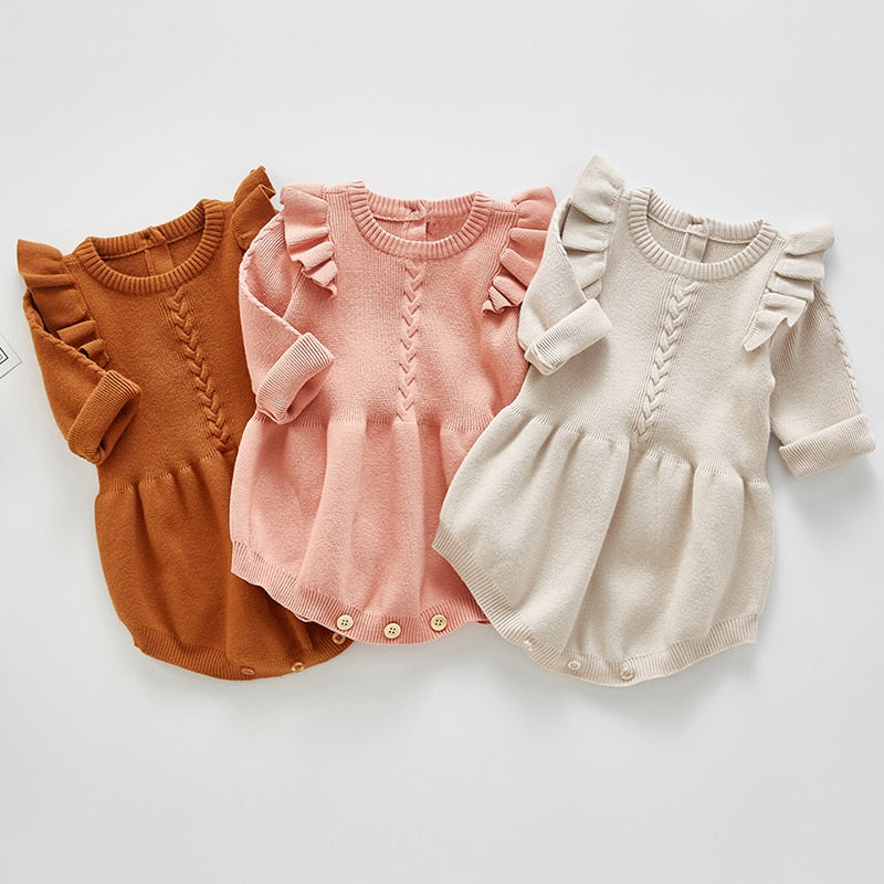 Solid Ruffled Baby Jumpsuit