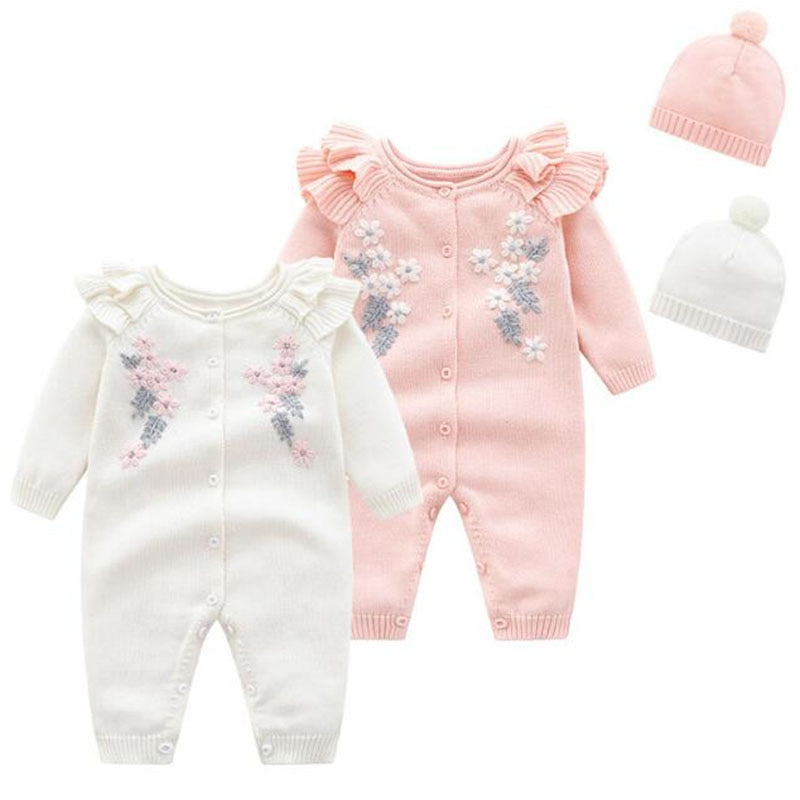 Embroidery Baby Rompers + Hat