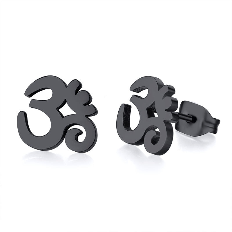 OM Symbol Stud Earrings