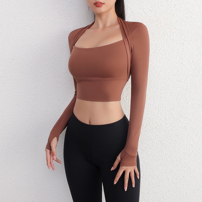 Long Sleeve Yoga Crop Tops