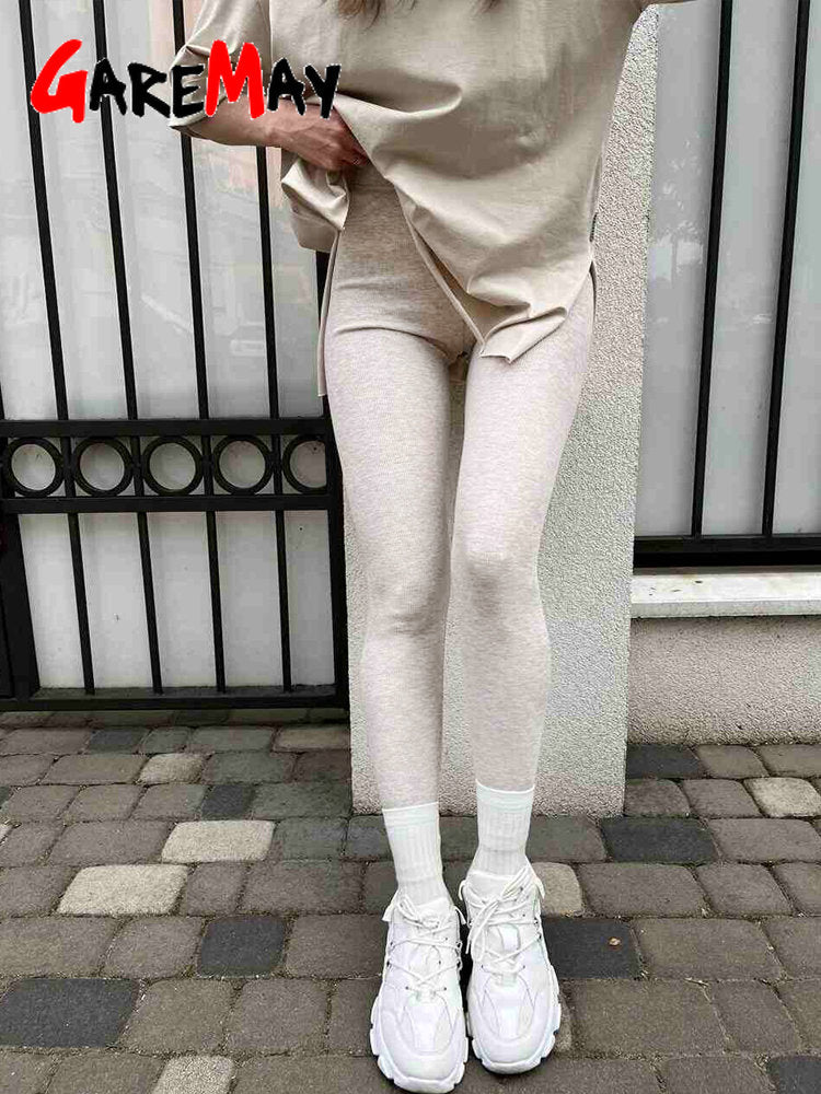 Cotton Beige Warm Leggings