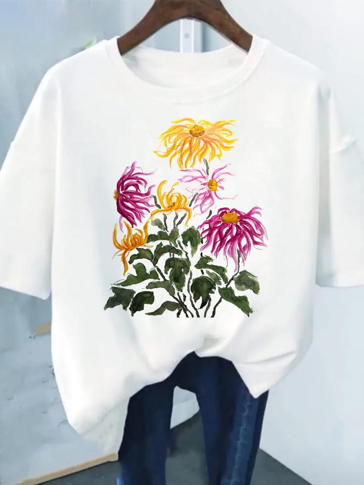Flower Print T-Shirts