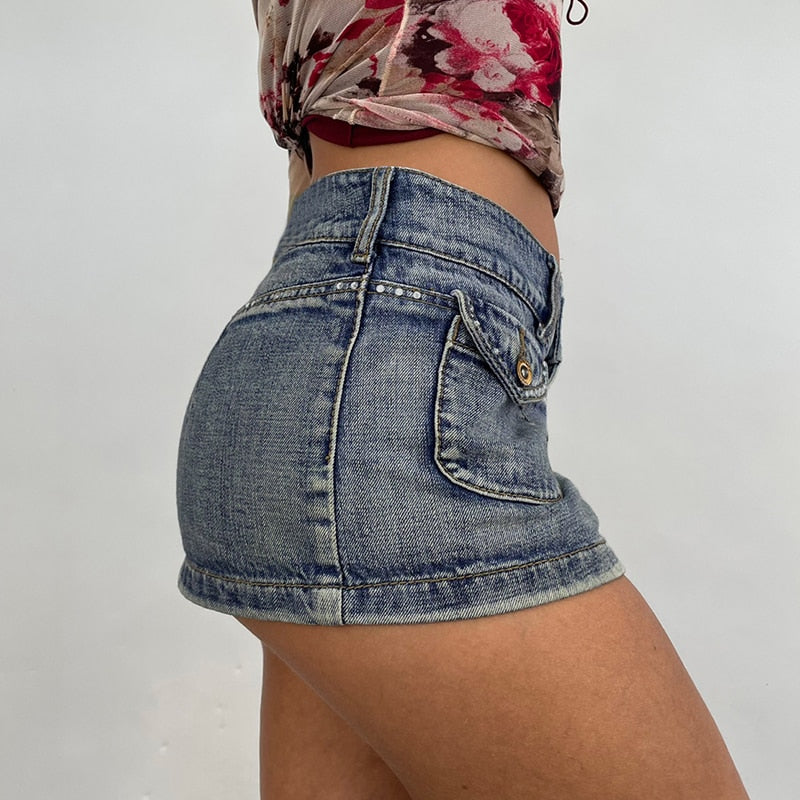Diamonds Denim Mini Skirts
