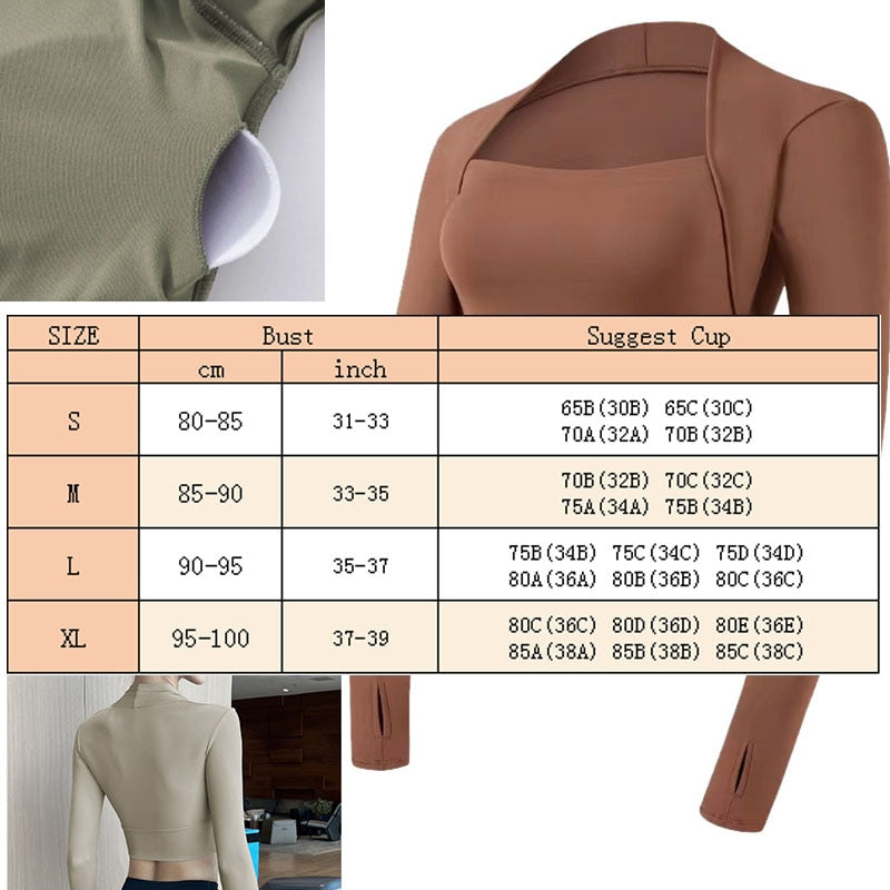 Long Sleeve Yoga Crop Tops