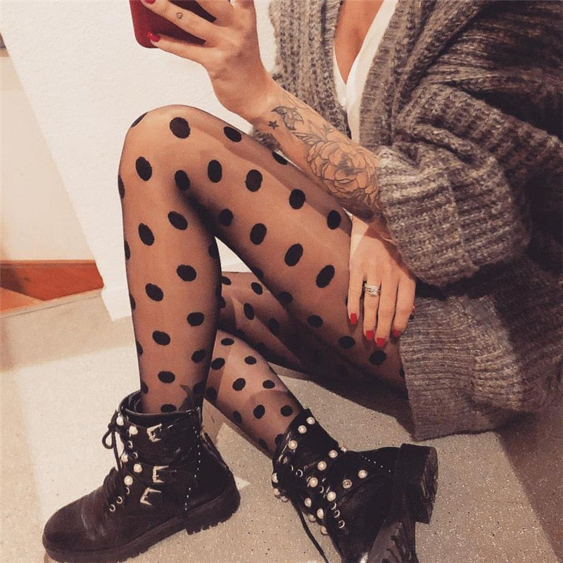 Polka Dot Print Stocking Tights