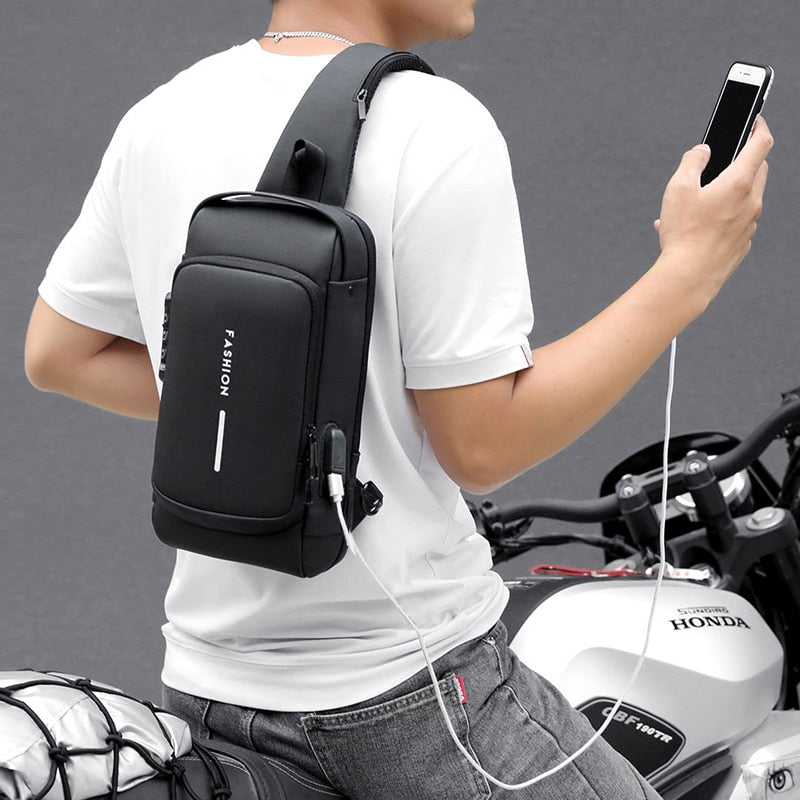 Anti-Theft Crossbody USB Backpack