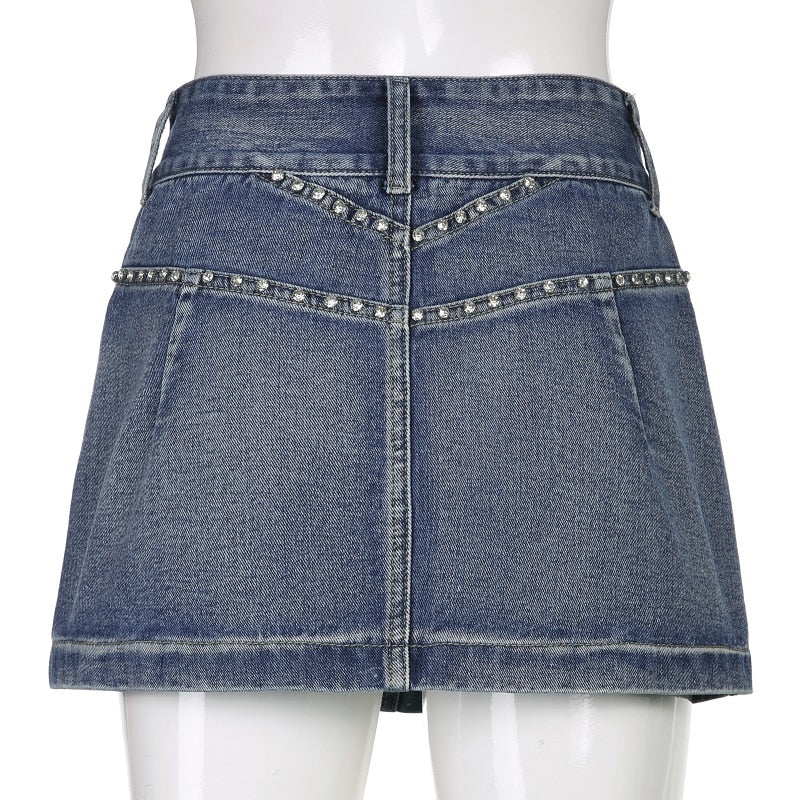 Diamonds Denim Mini Skirts